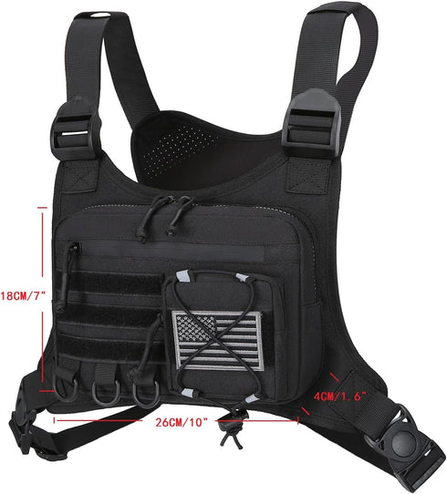 Outdoor Sports Chest Bag for Men, Adjustable EDC Travel Chest Pack for Running, Hiking, Workouts