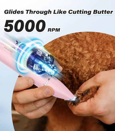 Trimmer Trimming Casfuy Cordless Dog Paw - Low Noise Small Dog Clippers with Double Blades USB Rechargeable Grooming