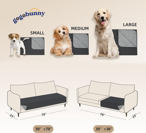 gogobunny 100% Double Sided Waterproof Dog Blanket, Reversible Pet Bed Cover for Furniture, 30x70 Inch (Dark