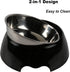 M&BGWPP Melamine Plastic Dog Food Bowl, Non-Skid Base, 2-in-1 Removable Stainless Steel Feeder for Dogs and Cats (14oz)