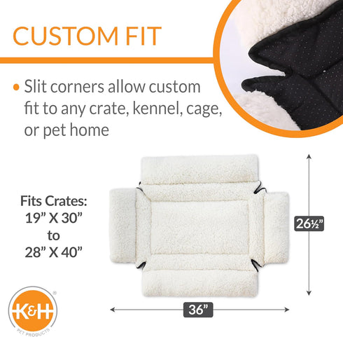 K&H Pet Products Ultra Plush Deluxe Bolster Dog Crate Pad, Portable Dog Crate Mat & Kennel Indoor Bed, Fleece Large