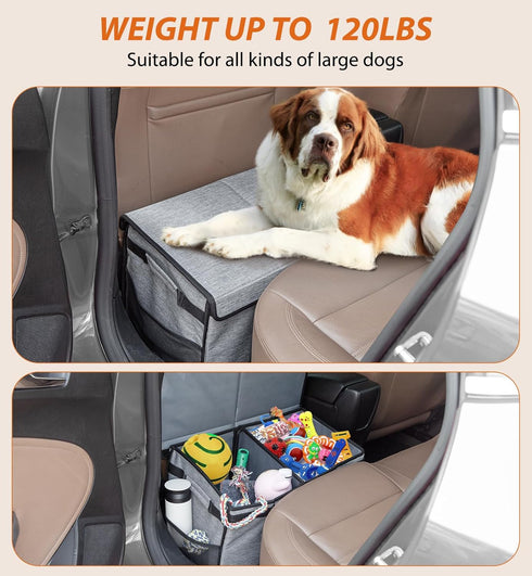 120LBS, Back Seat Extender for Dogs up to Car Seat with Pocket, Portable Dog Back Seat Extender for Road Trip, Car