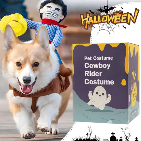 NACOCO Cowboy Rider Dog Costume - Knight Style Clothes with Doll and Hat for Halloween Day (M)