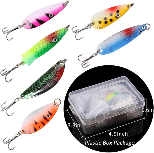 Fishing Spoons Lures Kit, 30pcs Hard Metal Colorful Spinner Baits for Bass Salmon Pike Walleye
