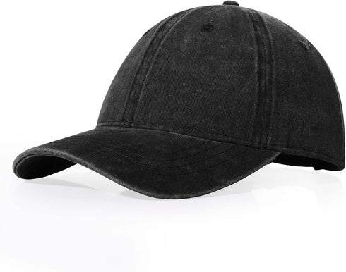 XXL Hats for Men, Low Profile Baseball Cap for Women, Oversized Washed Plain Denim Hat