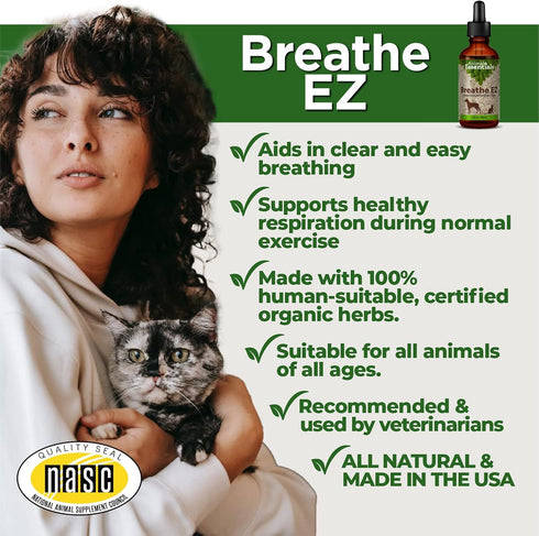 Animal Essentials Breathe EZ for Dogs & Cats - Pet Respiratory Support Supplement, Clear & Easy Breathing, Healthy Respiration - 1 Fl Oz