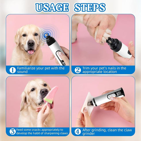 Tasunte Trimmer 5 Trimmer Silent Groom Pro, Nail with LED Light & Speeds, Nail Grinder for Dogs & Cats, Quiet Electric
