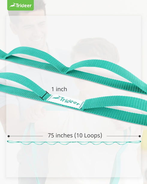 Trideer Yoga Strap - Stretching Strap with 10 Loops for Physical Therapy, Pilates, Exercise & Dancing