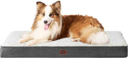 EHEYCIGA Orthopedic Dog Beds for Large Dogs, Removable Washable Cover for Crate, Beige, 35x23