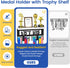 25 Medal Holder Display Trophy Shelf Organizer, Sturdy Wooden Race Award Hanger Rack with Steel Hooks, Wall Mount