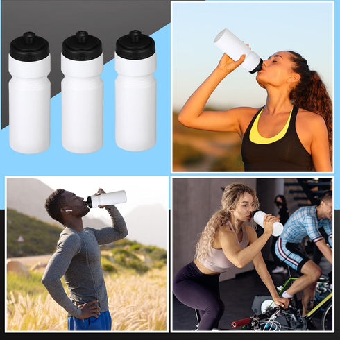 Sunnyray 10 Pcs Reusable Sports Water Bottle - 23 oz Blank Plastic Bottles with Pull Top Cap for Kids & Adults
