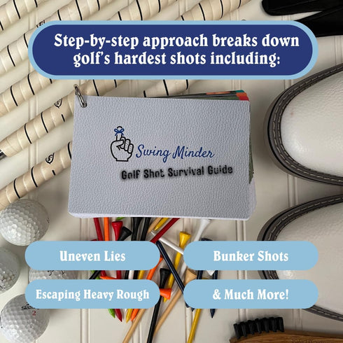 Golf Reference Cards - Pocket Survival Guide and Instruction Booklet, Compact Waterproof PVC Cards for Troublesome Shots