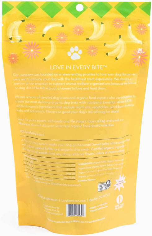 Banana Pops Organic Dog Treats, Organic Dog Treats Made with Real Bananas, 6 oz. Bag