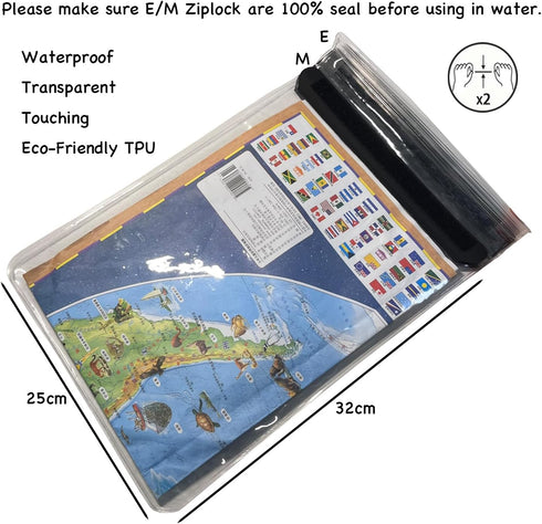 Waterproof Map Case 13 inch, Clear Dry Tablet Bag for Camping, Hiking, Kayaking, Biking, Traveling