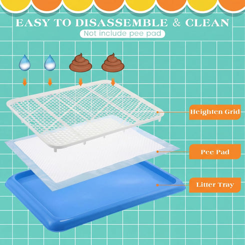 1 (25.6 18.9 Inch,Blue) Mifoci Pcs Dog Potty Tray Mesh Puppy Training Pad Holder Floor Protection Portable Pee Pad Pet
