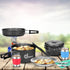 Odoland 16pcs Camping Cookware Mess Kit - Folding Camping Stove, Non-Stick Pots Pan Set for Outdoor Cooking