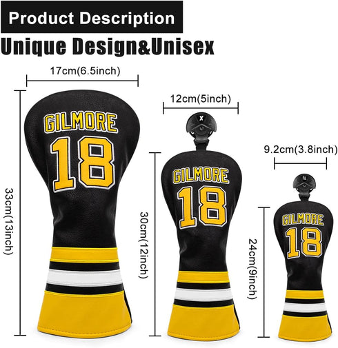 Golf Headcovers, Premium Leather Driver Fairway Wood Hybrid Covers with Number Tags