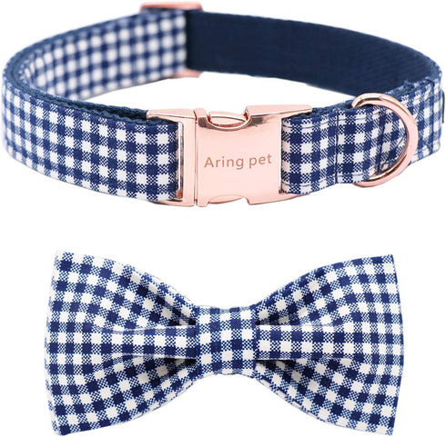 ARING PET Adjustable Dog Collar with Bow Tie, Size M for Small Medium Large Dogs, Length 13.5-22"