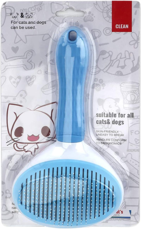 Depets Self Cleaning Slicker Brush, Dog Cat Bunny Pet Grooming Shedding Brush for Long or Short Hair