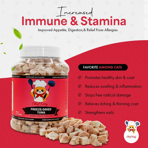 100% 3.5 oz Tuna Cat Treats, Wild Caught | Freeze Dried Dog Treats, High Protein | Grain-free, Single Ingredient Cat