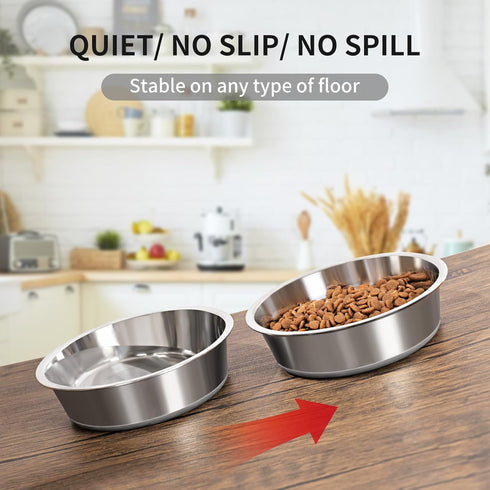 Taglory 11 Cup Stainless Steel Dog Bowls Set of 2, 84oz for Food and Water, Silicone Base Anti-Slip, Rust Resistant,
