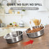 Taglory 8 Cup Stainless Steel Dog Bowls Set of 2, Anti-Slip Silicone Base, Rust Resistant, Gray