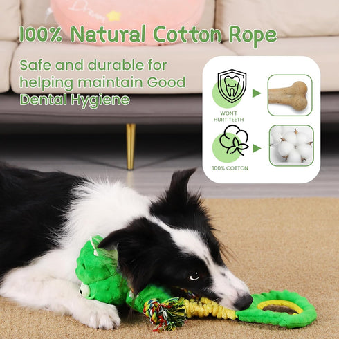 Squeaky Dog Toys for Large Dogs, Interactive Puppy Toys for Teething, Tug of War Toys for Busy Dogs