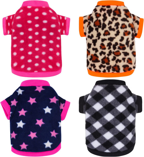 4 Pieces Dog Fleece Sweaters Puppy Warm Sweater Doggie Sweatshirt Soft Fleece Dog Pajamas Puppy Clothes Winter Dog Outfits for Small Puppy Dog Cat Pets (Large)