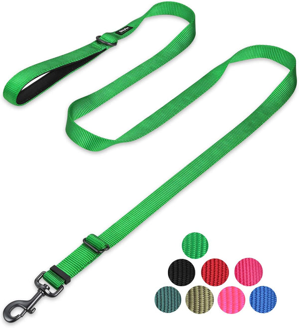 Hyhug Pets Adjustable 6 Feet Leash with Sturdy Nylon and Soft Neoprene Handle for Medium Large Dogs (Lime Green)