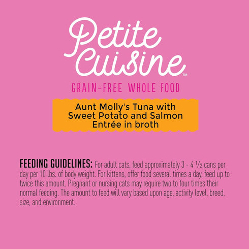 PETITE CUISINE Grain Free Wet Cat Food, Aunt Molly's Tuna and Salmon with Sweet Potato, 2.8oz, 24 cans