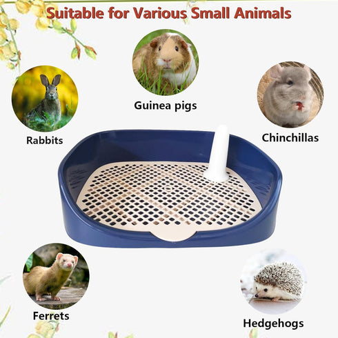 Chinchilla(15.7" 11.8" 3.9",Blue) Tfwadmx Rabbit Litter Box Guinea Pig Litter Boxes Small Animal Toilet Corner Pan