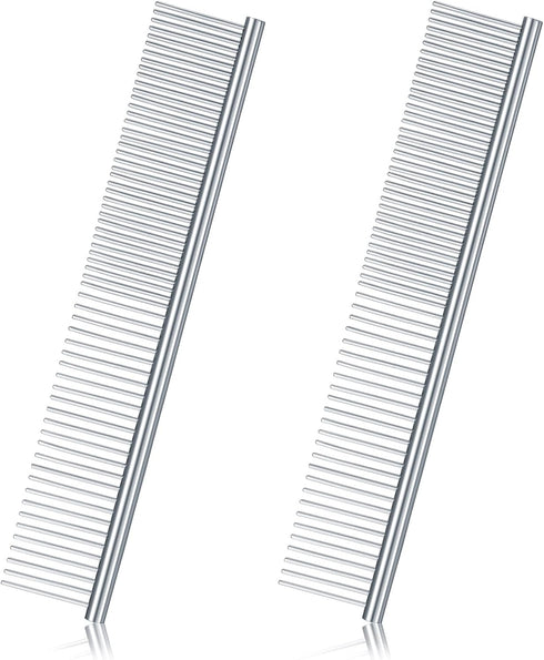 2 Pieces Macrame Comb Set - Stainless Steel Metal Combs for Dog Cat Grooming, Macrame Brush Supplies (Silver)