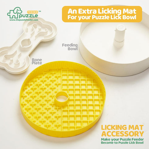 Dog Bowl Slow Feeder Insert - Transform Your Lick Bowl to Slow Feeder, 6 Cups, 9.8 Inch Yellow