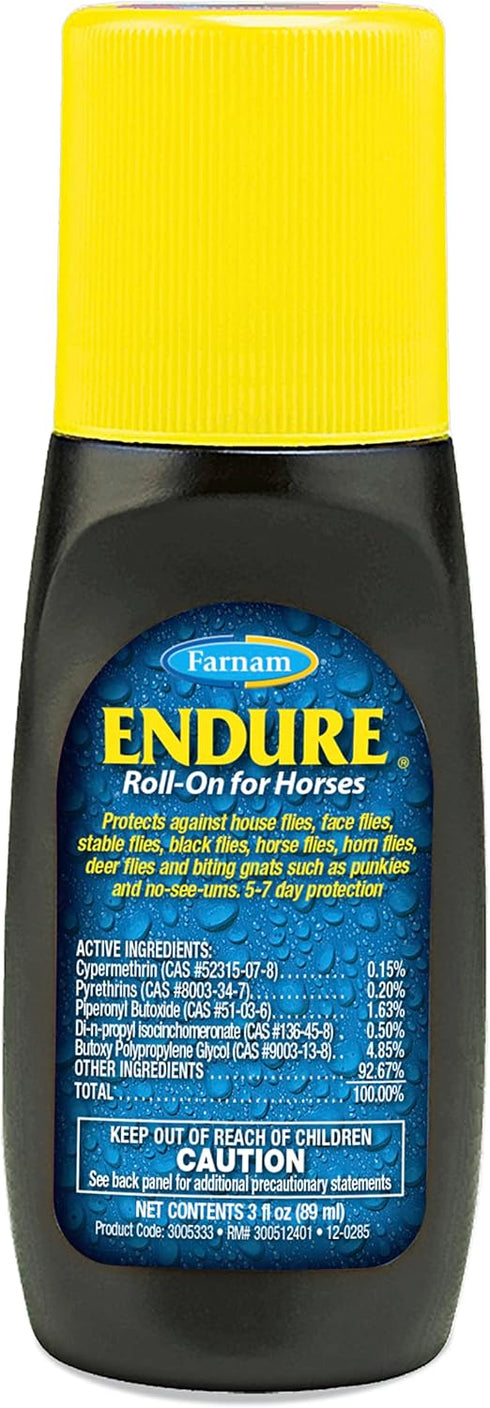 Farnam Endure Roll-On Fly Repellent for Horses, 3 Ounces, for Sensitive Areas
