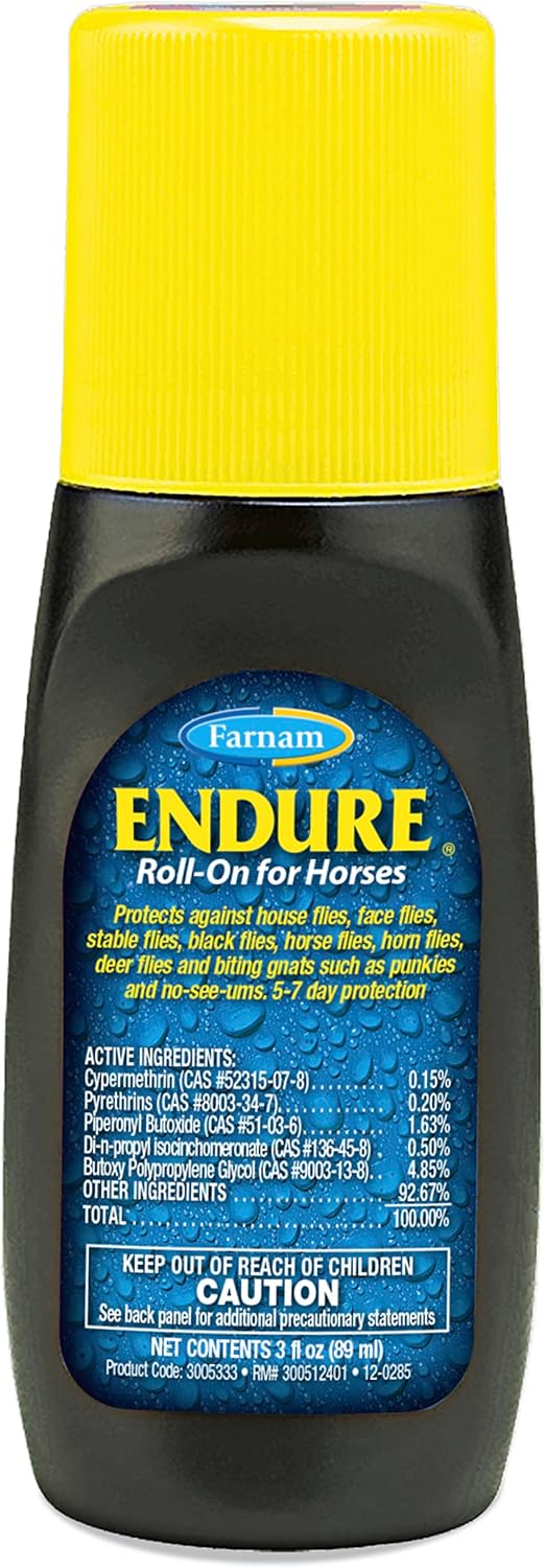 Farnam Endure Roll-On Fly Repellent for Horses, 3 Ounces, for Sensitive Areas
