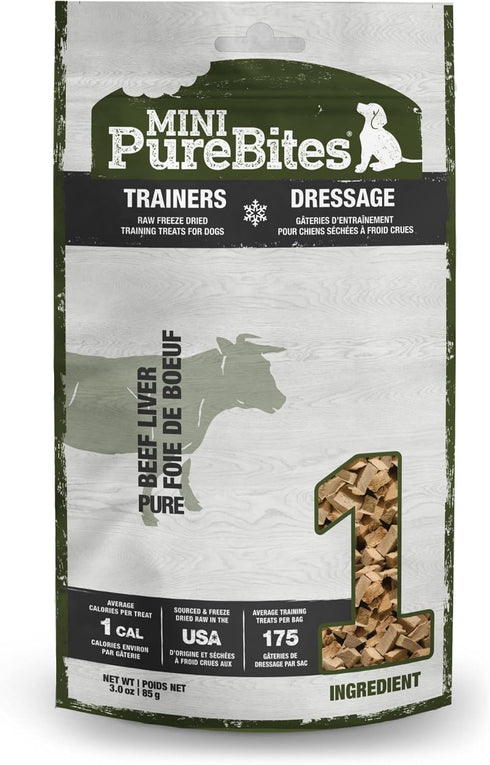 PureBites Mini Beef Freeze Dried Dog Treats, 1 Ingredient, Made in USA, 3oz