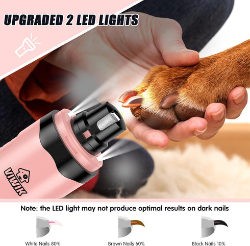Trimmers, 2 2-Speed VIWIK Dog Nail Dog Nail Grinder with LED Lights, Pet Nail Clippers Kit for Large Medium Small Dogs