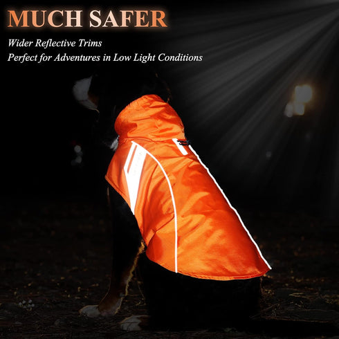VIVAGLORY Dog Raincoat for Medium Dogs, Lightweight Reflective Safety Vest Jackets for Adventures, Orange