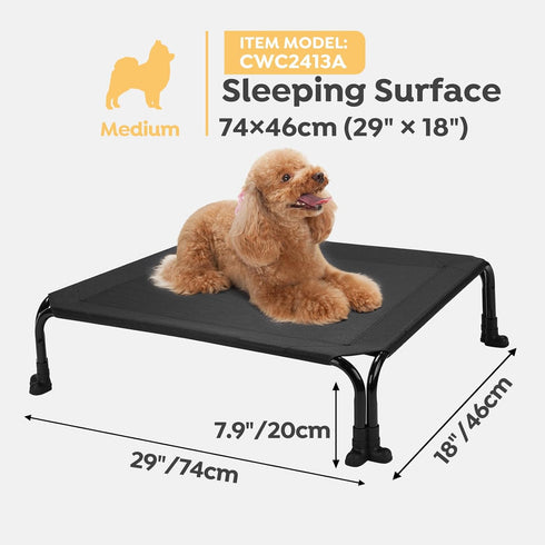 Veehoo Elevated Dog Bed, Cooling Raised Bed, Easy Assembly Outdoor Dog Bed with Non-Slip Dual-Boot Feet, Durable