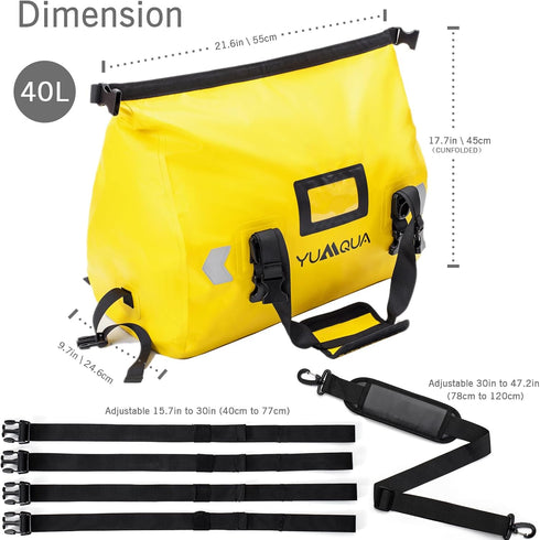 Waterproof Duffle Bag, Large Heavy Duty Travel Dry Duffel Bag for Outdoor Activities, 40L Yellow