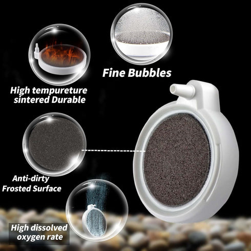2 Inch Nano Fish Tank Air Stone, Ultra-High Dissolved Oxygen Diffuser for 2-30 Gallon Hydroponics
