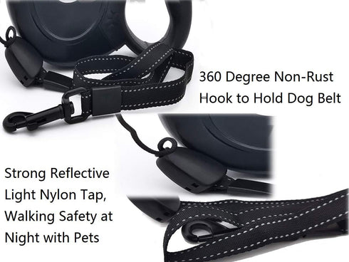 Retractable Dog Leash 26ft, 360° Tangle-Free Long Cord for Small Medium Large Dogs, Up to 110 lbs