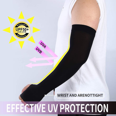 KUHNMARVIN 2 Pairs Compression Arm Sleeves - UV Protection Cooling Tattoo Cover Up for Basketball Football
