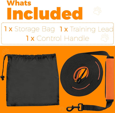 50ft Long Leash for Dogs, Heavy Duty Nylon for Training Recall/Commands at Distance, Ideal for Large & Small Breeds
