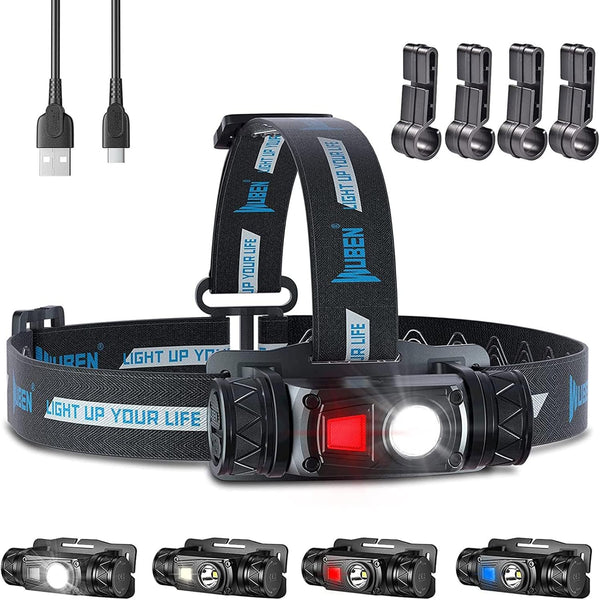 WUBEN H1 Rechargeable Headlamp, 1200 High Lumen Ultra Bright LED, 11 Modes, 180° Adjustable, IP68