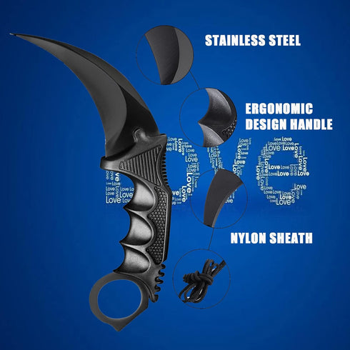 TOPOINT Karambit Knife, Stainless Steel Fixed Blade with Sheath for Hunting, Camping, Field Survival
