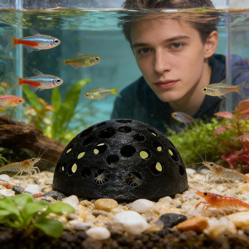 Generic Porous Shrimp Cave, Dome Underground Shelter, Fish Tank Cave for Aquarium Habitat, Freshwater Saltwater