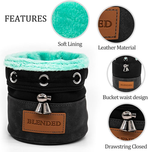 Golf Valuables Pouch - Bucket Waist Design with Drawstrings Leather Golf Tee Bag for Men Women