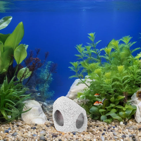 ARTIBETTER Aquarium Ceramic Shelter Cave for Fish and Shrimp Breeding, Small Underwater Hideaway Ornament, Grey Ceramic