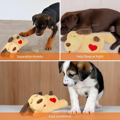 Beverly Shark Puppy Heartbeat Toy - Calming Aid for Puppies, Stuffed Animal Behavioral Training Sleep Aid (Brown-1)
